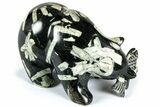 Realistic Polished Chinese Writing Rock Bear with Fish #308487-1